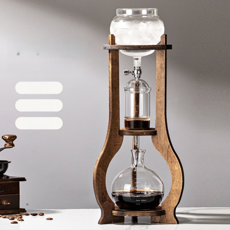 Fából készült kávé pour-over készlet, ice-drip és cold-brew tartozékokkal