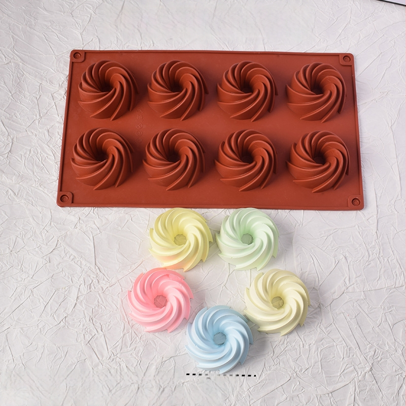 Mini spirálos fánk szilikon forma, vajtészta süteményekhez és tortadíszítéshez csokoládé fondant