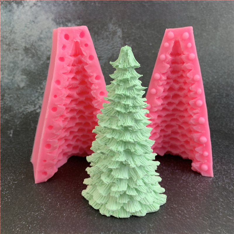 3D szilikon forma fenyő- és cédrus alakban illatosított gipsz gyertyákhoz, karácsonyfát alakú torta- és mousse-dekorációhoz