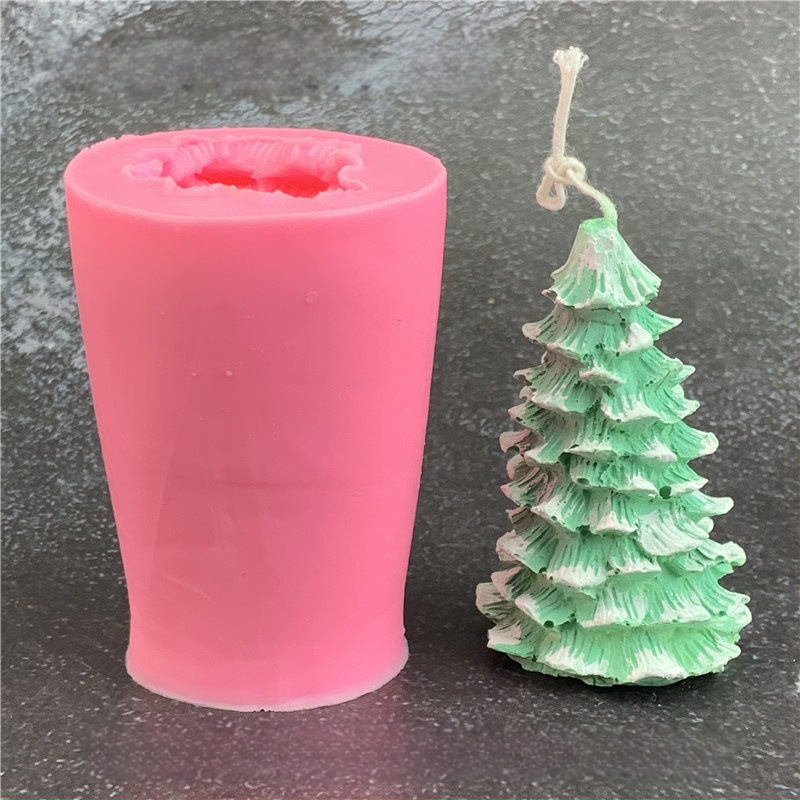 3D szilikon forma fenyő- és cédrus alakban illatosított gipsz gyertyákhoz, karácsonyfát alakú torta- és mousse-dekorációhoz