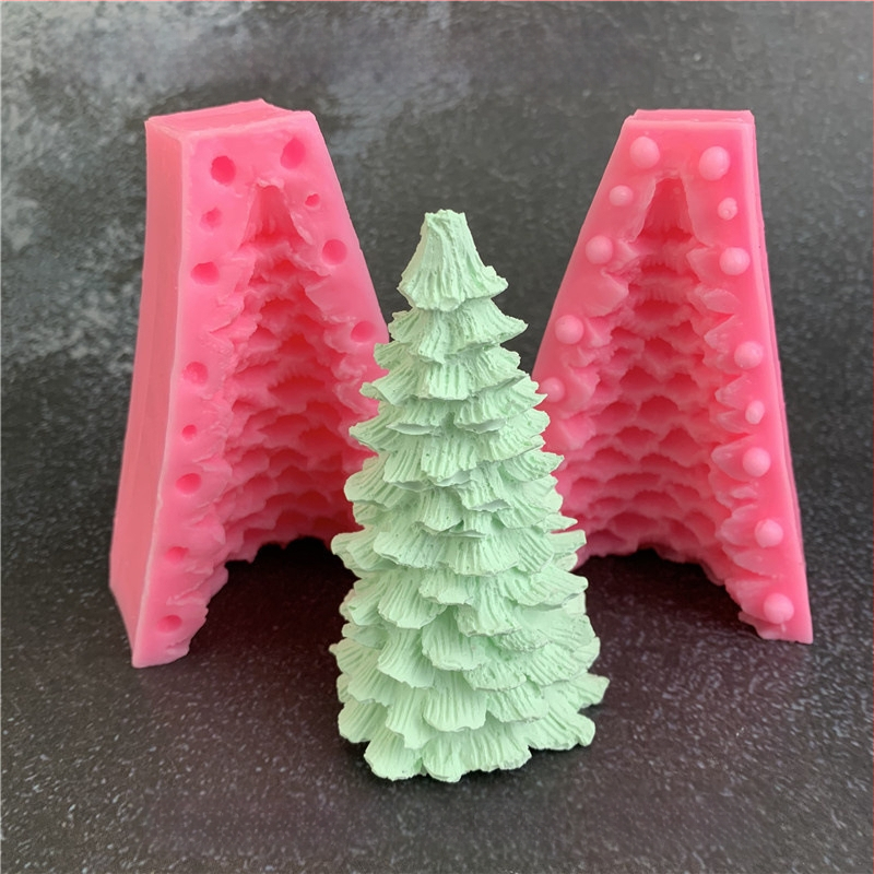 3D szilikon forma fenyő- és cédrus alakban illatosított gipsz gyertyákhoz, karácsonyfát alakú torta- és mousse-dekorációhoz