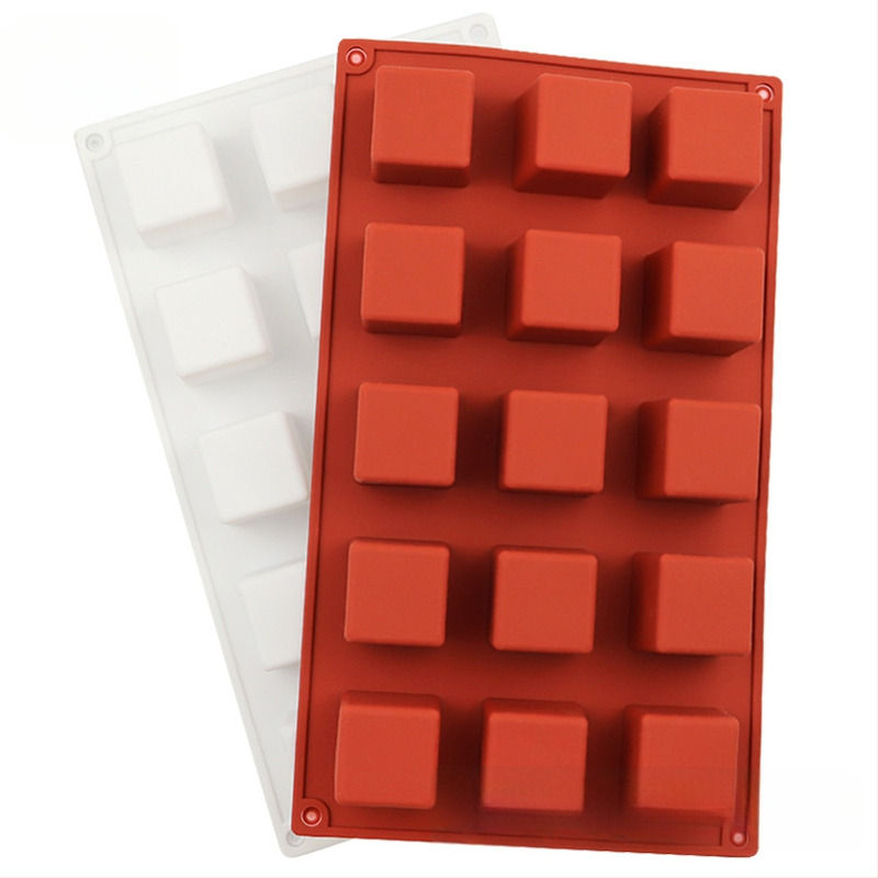 15 rekeszes 3D kocka forma szilikonból DIY mousse tortákhoz és csokoládéhoz