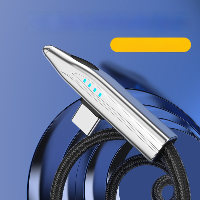 240W USB-C kabel s 90° kutem za brzo punjenje Huawei Type-C i prijenos podataka, kompatibilan s OnePlus, pleteni kabel s indikatorom