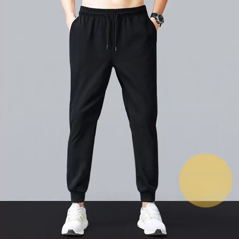 Unisex sportske hlače od 100% pamuka, širokog kroja, terry tkanina, crne duge hlače