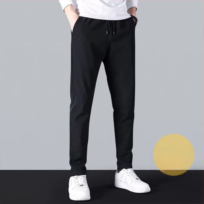 Unisex sportske hlače od 100% pamuka, širokog kroja, terry tkanina, crne duge hlače