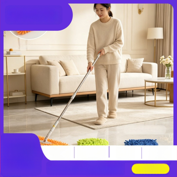 Chenille mop háztartási használatra, cserélhető kendővel, érintésmentes tisztítás, sík felületű mop nagy területekhez, száraz és nedves tisztítás