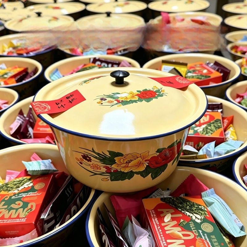 Fedéllel ellátott zománcozott és porcelán tál, zsírüveg, kerámia tálaláshoz, nosztalgikus retro stílus