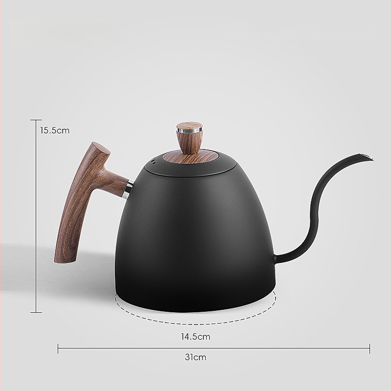 304 rozsdamentes acélból készült kávéöntő kanna, nyakú, vékony kifolyó, 1,5 L kapacitás