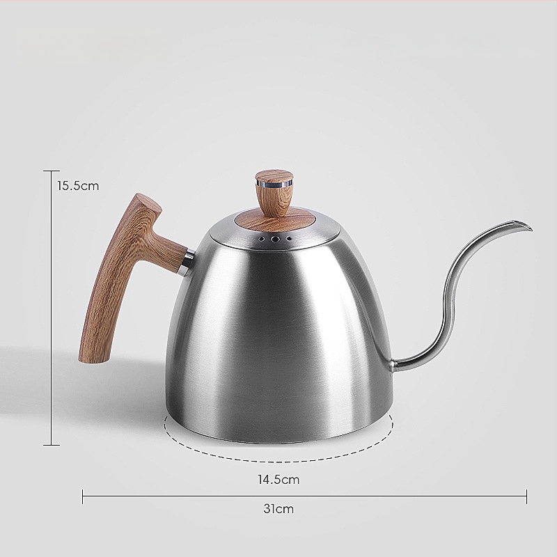 304 rozsdamentes acélból készült kávéöntő kanna, nyakú, vékony kifolyó, 1,5 L kapacitás