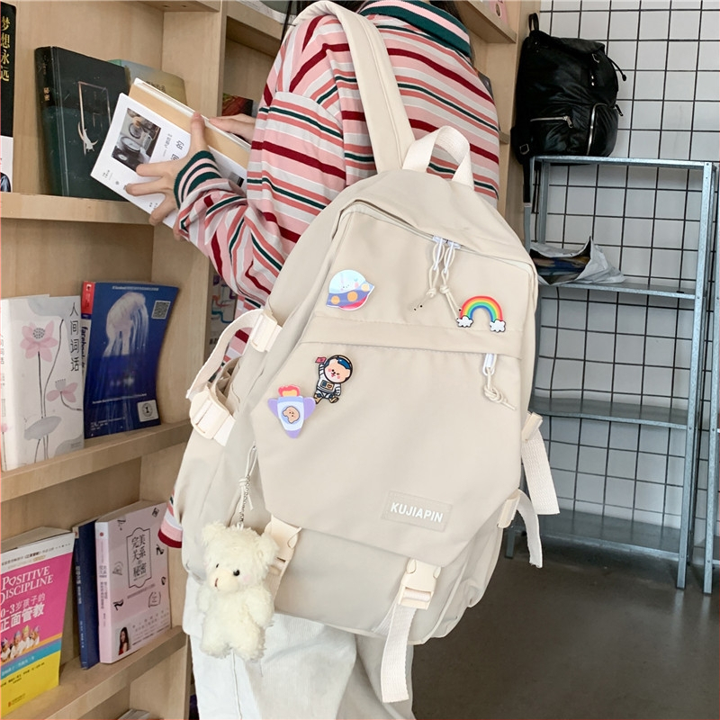 Nova korejska stil minimalistički ruksak za srednju i osnovnu školu, Harajuku‑inspiriran, sladak školski ruksak s dvije naramenice, bez privjesaka