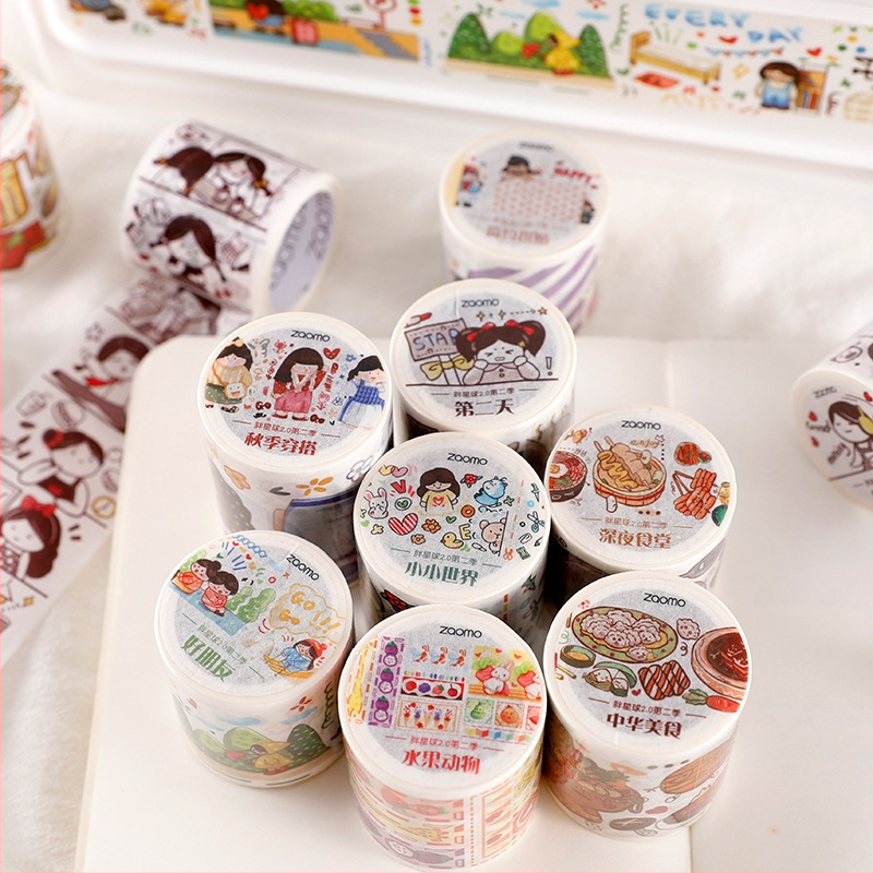 Washi szalag Fat Planet 2.0 Season 2 – 12 kreatív, aranyos DIY napló dekorációs matricák