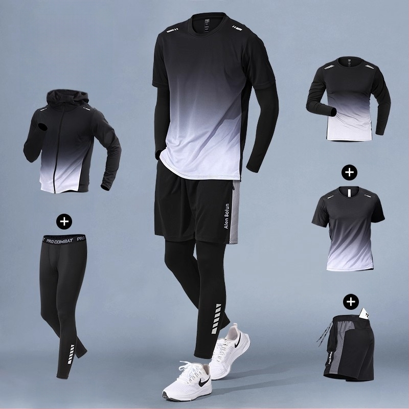 Set de alergare pentru bărbați, iarnă – top cu uscare rapidă și pantaloni lungi