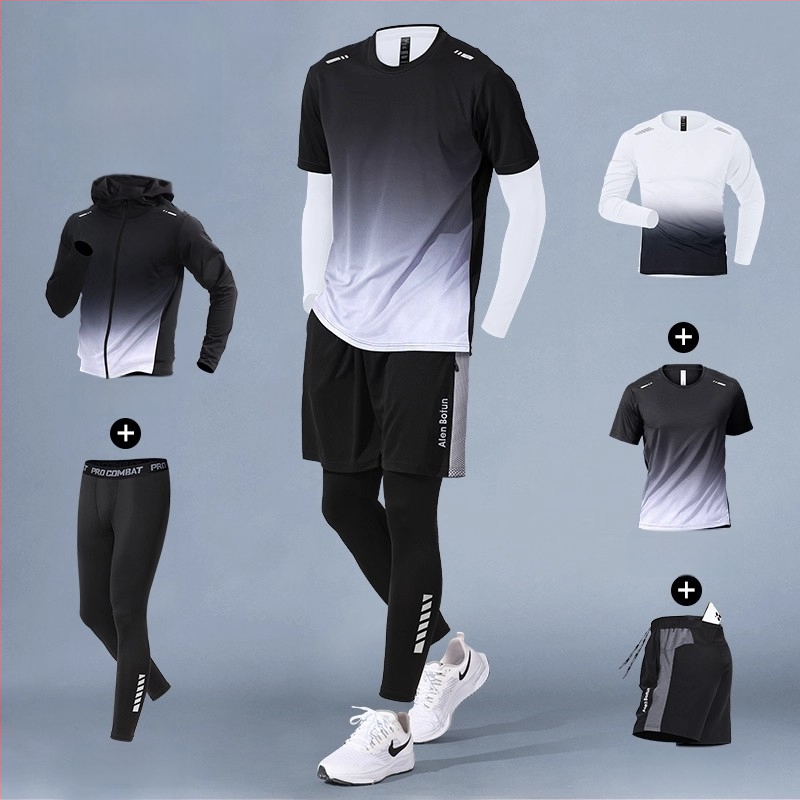 Set de alergare pentru bărbați, iarnă – top cu uscare rapidă și pantaloni lungi