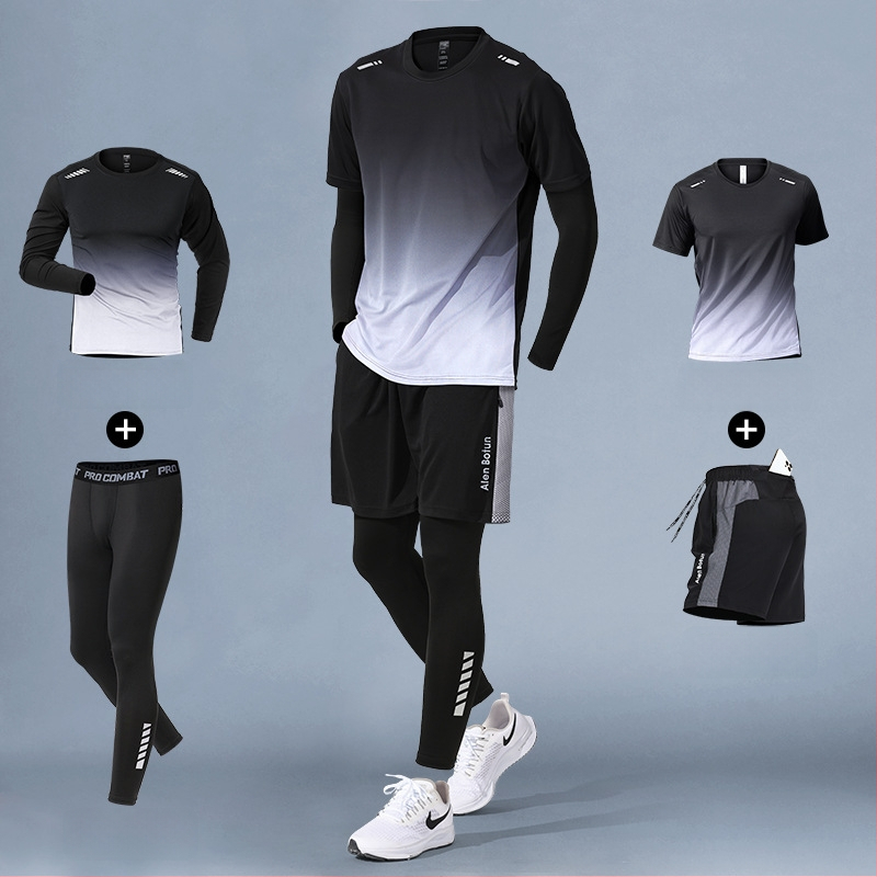 Set de alergare pentru bărbați, iarnă – top cu uscare rapidă și pantaloni lungi
