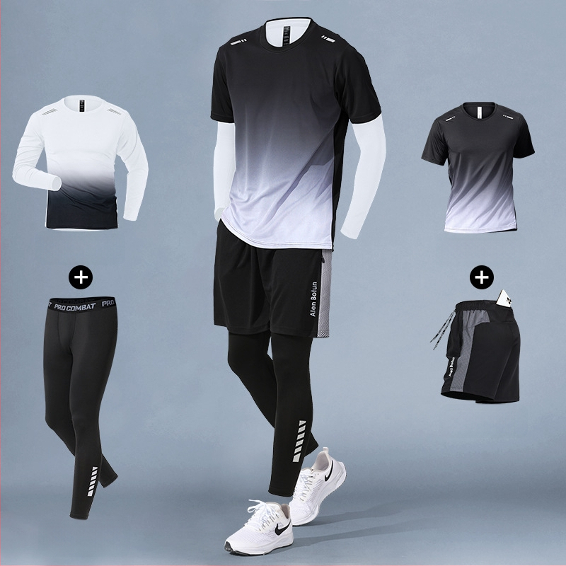 Set de alergare pentru bărbați, iarnă – top cu uscare rapidă și pantaloni lungi