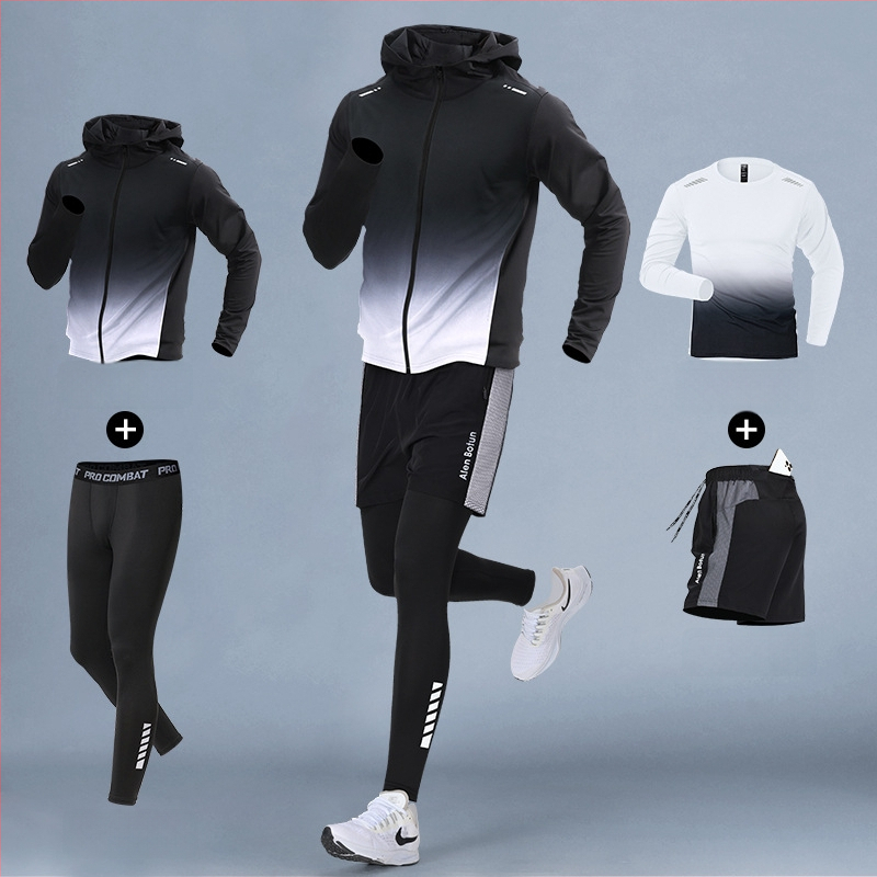 Set de alergare pentru bărbați, iarnă – top cu uscare rapidă și pantaloni lungi