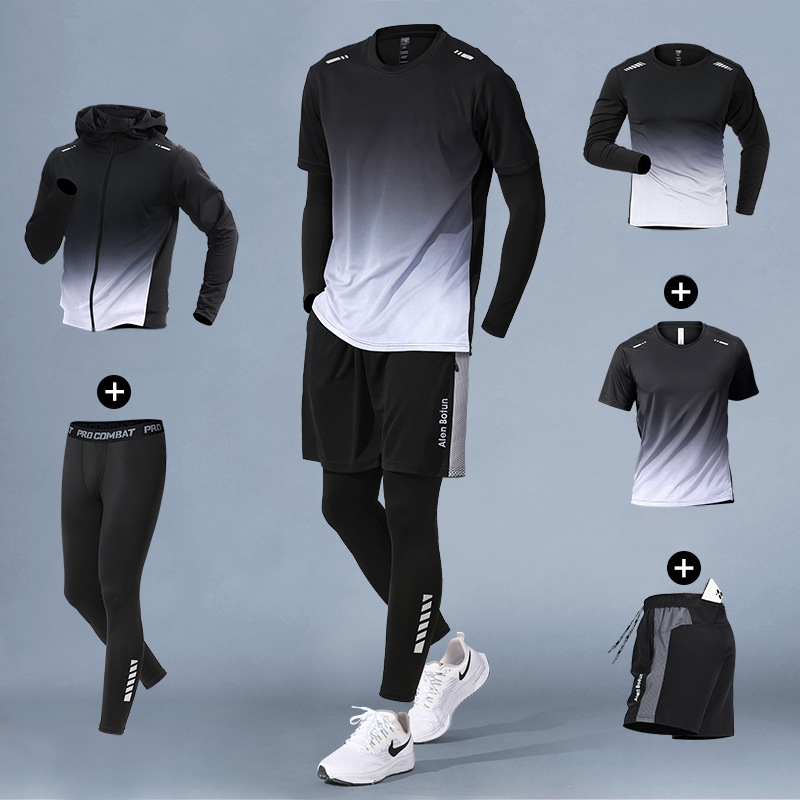 Set de alergare pentru bărbați, iarnă – top cu uscare rapidă și pantaloni lungi
