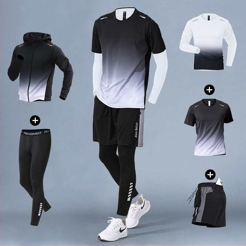 Set de alergare pentru bărbați, iarnă – top cu uscare rapidă și pantaloni lungi