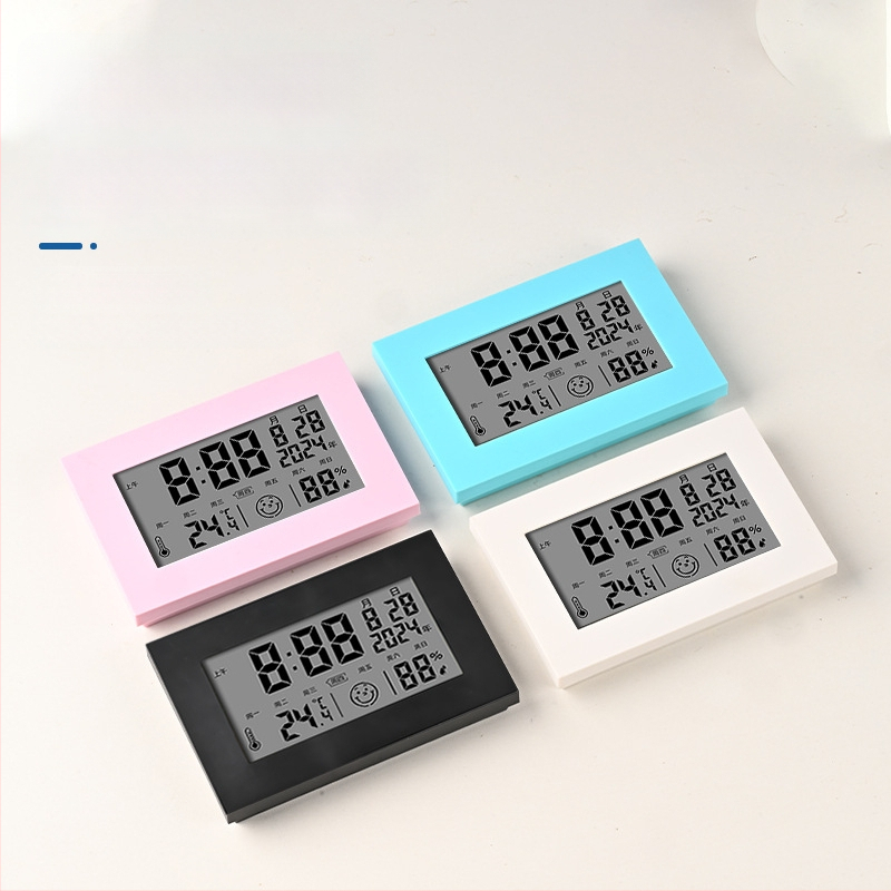 Ceas de birou LCD multifuncțional cu termometru și higrometru, calendar, alarmă, afișaj 24 de ore