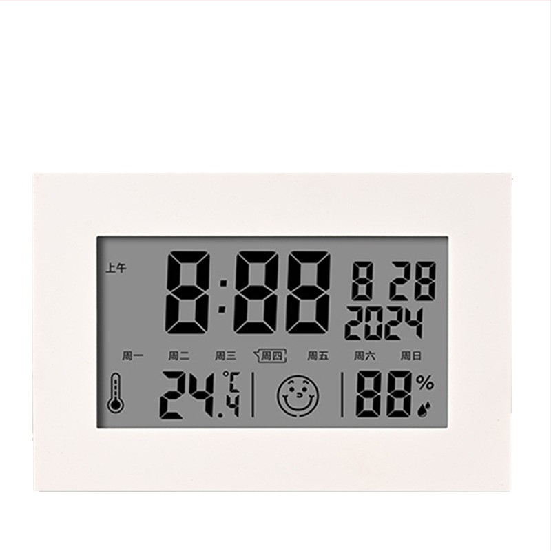 Ceas de birou LCD multifuncțional cu termometru și higrometru, calendar, alarmă, afișaj 24 de ore