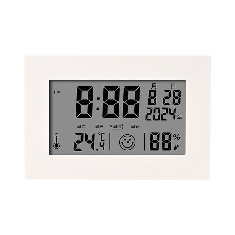 Ceas de birou LCD multifuncțional cu termometru și higrometru, calendar, alarmă, afișaj 24 de ore