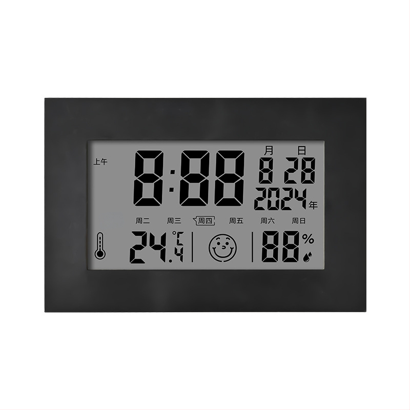 Ceas de birou LCD multifuncțional cu termometru și higrometru, calendar, alarmă, afișaj 24 de ore