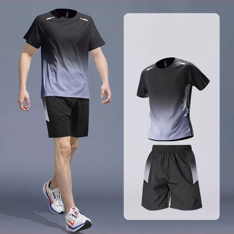 Costum sportiv de vară pentru alergare – tricou cu mâneci scurte și pantaloni scurți, uscare rapidă, pentru badminton și antrenament