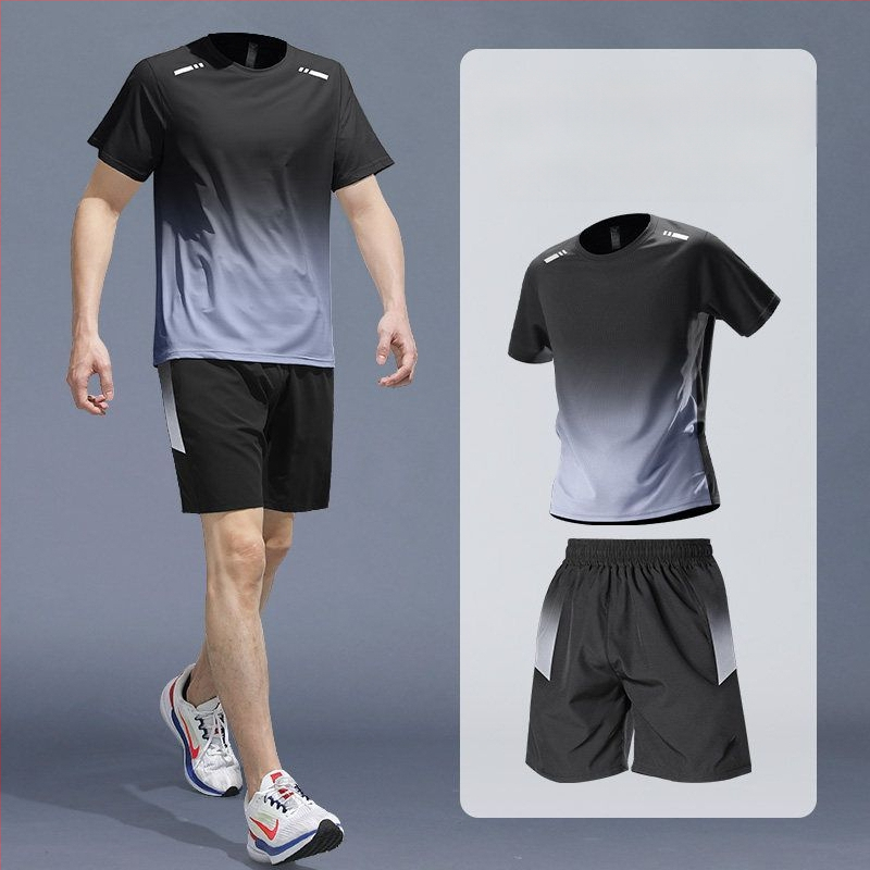 Costum sportiv de vară pentru alergare – tricou cu mâneci scurte și pantaloni scurți, uscare rapidă, pentru badminton și antrenament