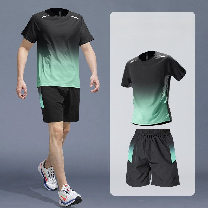 Costum sportiv de vară pentru alergare – tricou cu mâneci scurte și pantaloni scurți, uscare rapidă, pentru badminton și antrenament