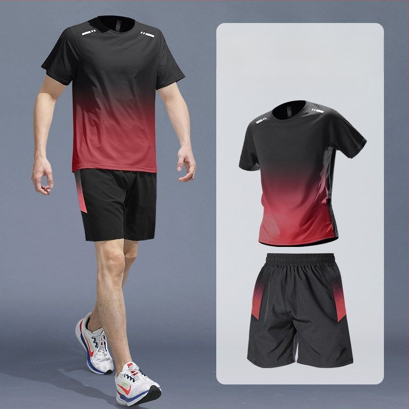 Costum sportiv de vară pentru alergare – tricou cu mâneci scurte și pantaloni scurți, uscare rapidă, pentru badminton și antrenament