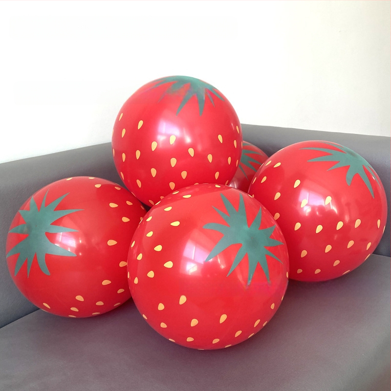 Balon din latex de 12 inch cu model de căpșună pentru copii - temă fructe, jucărie