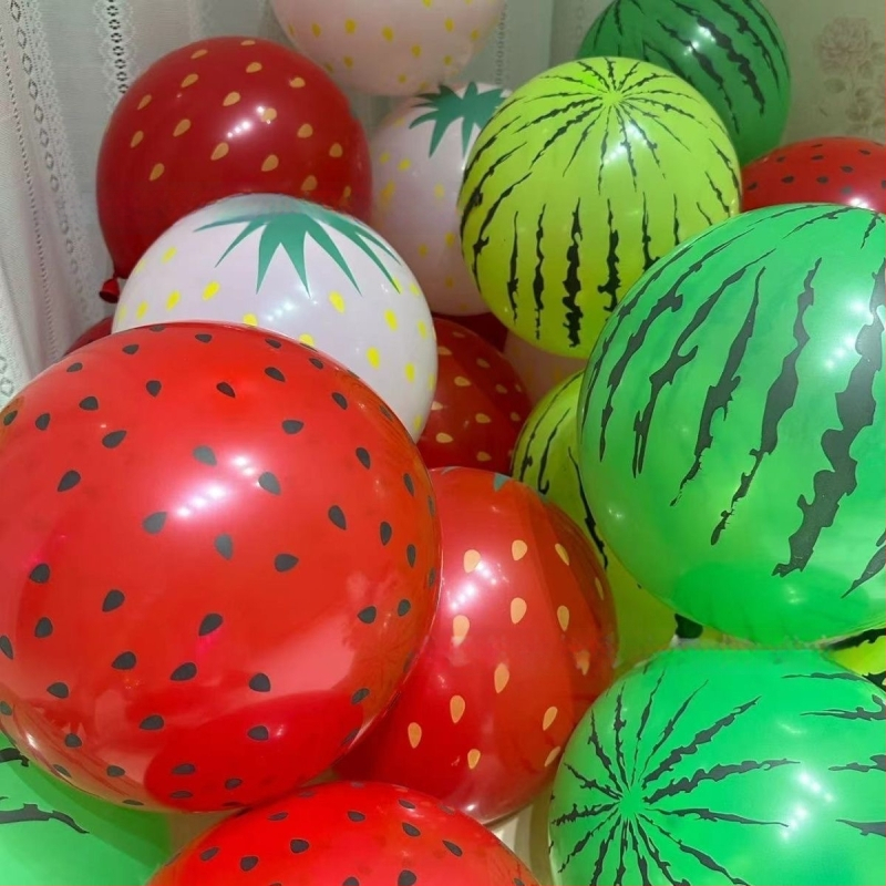 Balon din latex de 12 inch cu model de căpșună pentru copii - temă fructe, jucărie