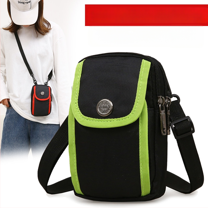 Geantă crossbody din nylon, multifuncțională pentru exterior și utilizare zilnică, unisex, stil street minimalist, formă compactă vertical pătrată, buzunar pentru telefon și fermoar interior.