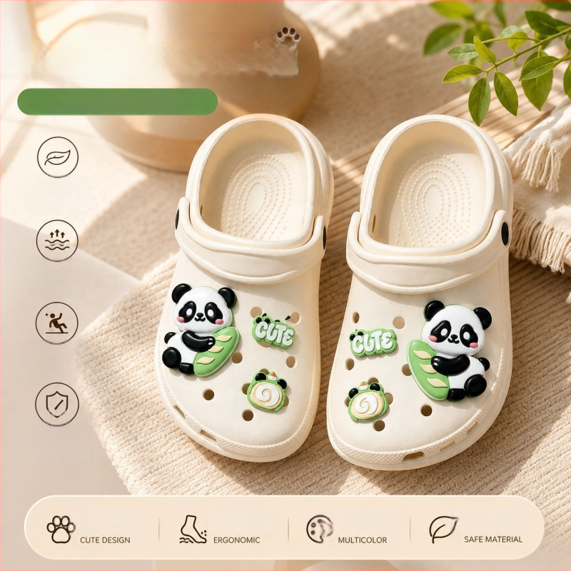 Летни детски Panda сандали, EVA, затворен пръст, дишащи и противохлъзгащи
