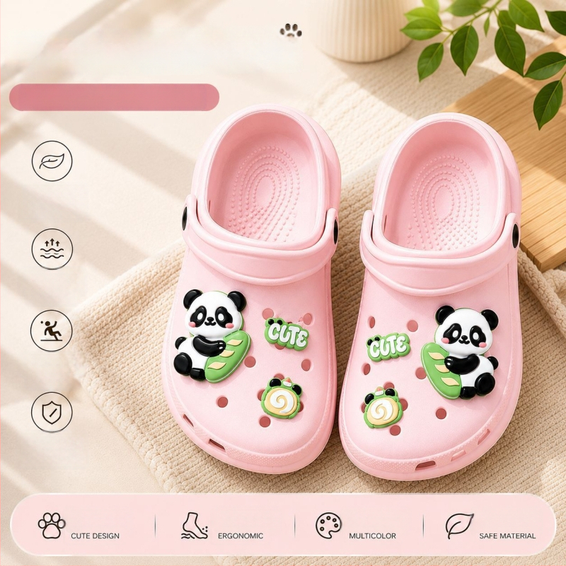 Летни детски Panda сандали, EVA, затворен пръст, дишащи и противохлъзгащи