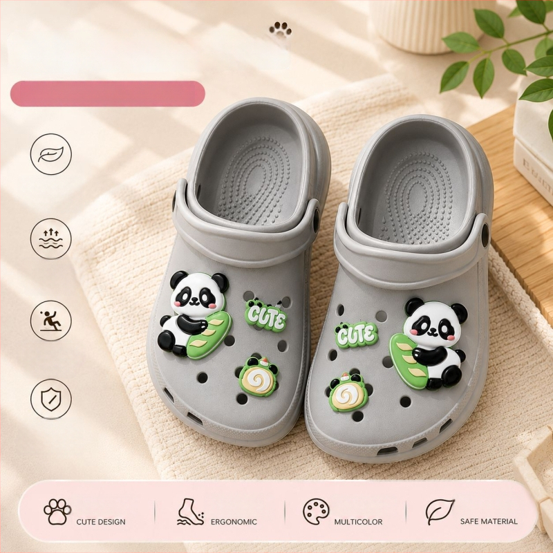Летни детски Panda сандали, EVA, затворен пръст, дишащи и противохлъзгащи