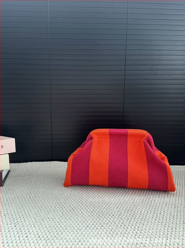 Geantă clutch pentru femei, tricotată, cu dungă, geantă de makeup țesută, compactă