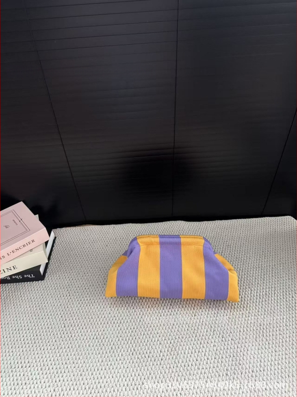 Geantă clutch pentru femei, tricotată, cu dungă, geantă de makeup țesută, compactă