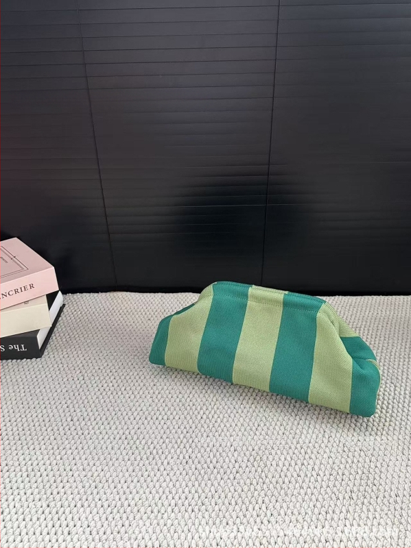 Geantă clutch pentru femei, tricotată, cu dungă, geantă de makeup țesută, compactă