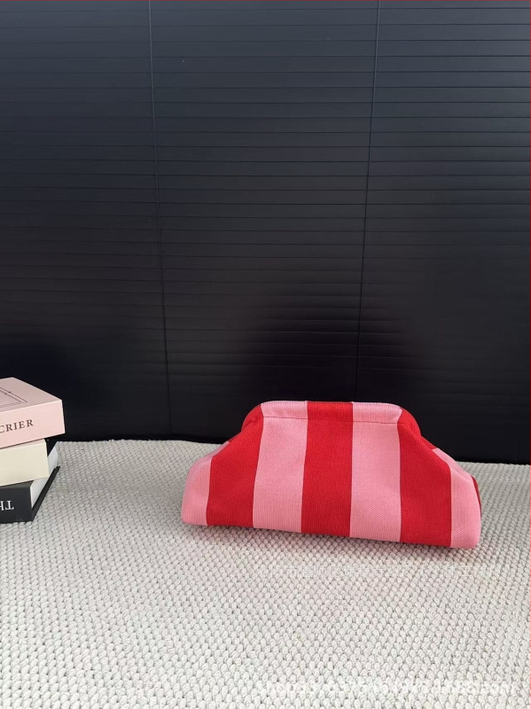 Geantă clutch pentru femei, tricotată, cu dungă, geantă de makeup țesută, compactă