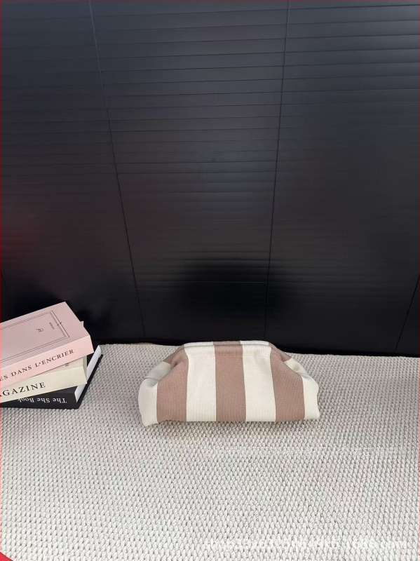 Geantă clutch pentru femei, tricotată, cu dungă, geantă de makeup țesută, compactă