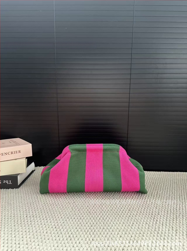 Geantă clutch pentru femei, tricotată, cu dungă, geantă de makeup țesută, compactă