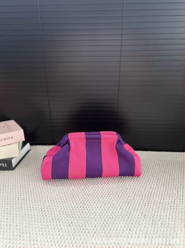Geantă clutch pentru femei, tricotată, cu dungă, geantă de makeup țesută, compactă