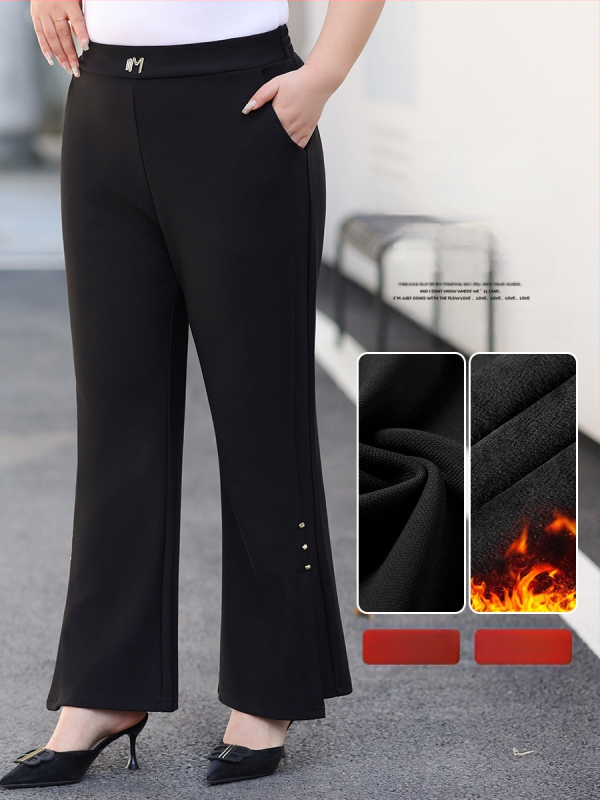 Γυναικείοι παντελόνες Plus Size με υψηλή μέση και ελαφρά φαρδιά τελειώματα, άνετη εφαρμογή, τονίζουν τη μέση και τους γοφούς, καθημερινά παντελόνια