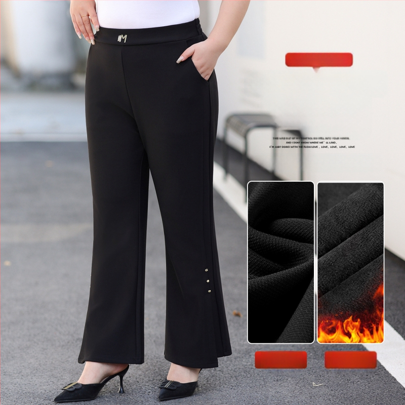 Γυναικείοι παντελόνες Plus Size με υψηλή μέση και ελαφρά φαρδιά τελειώματα, άνετη εφαρμογή, τονίζουν τη μέση και τους γοφούς, καθημερινά παντελόνια