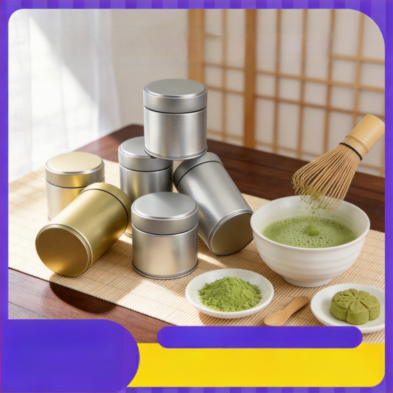 Κονσέρβα matcha για τσάι, κυκλικό μεταλλικό δοχείο 60 ml, τροφίμων ποιότητας