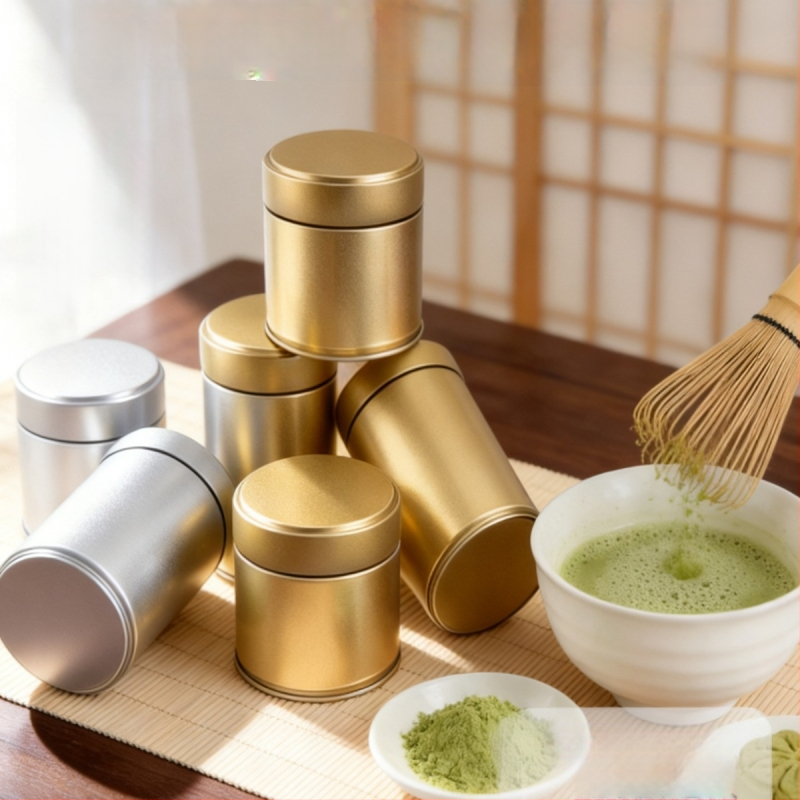 Κονσέρβα matcha για τσάι, κυκλικό μεταλλικό δοχείο 60 ml, τροφίμων ποιότητας