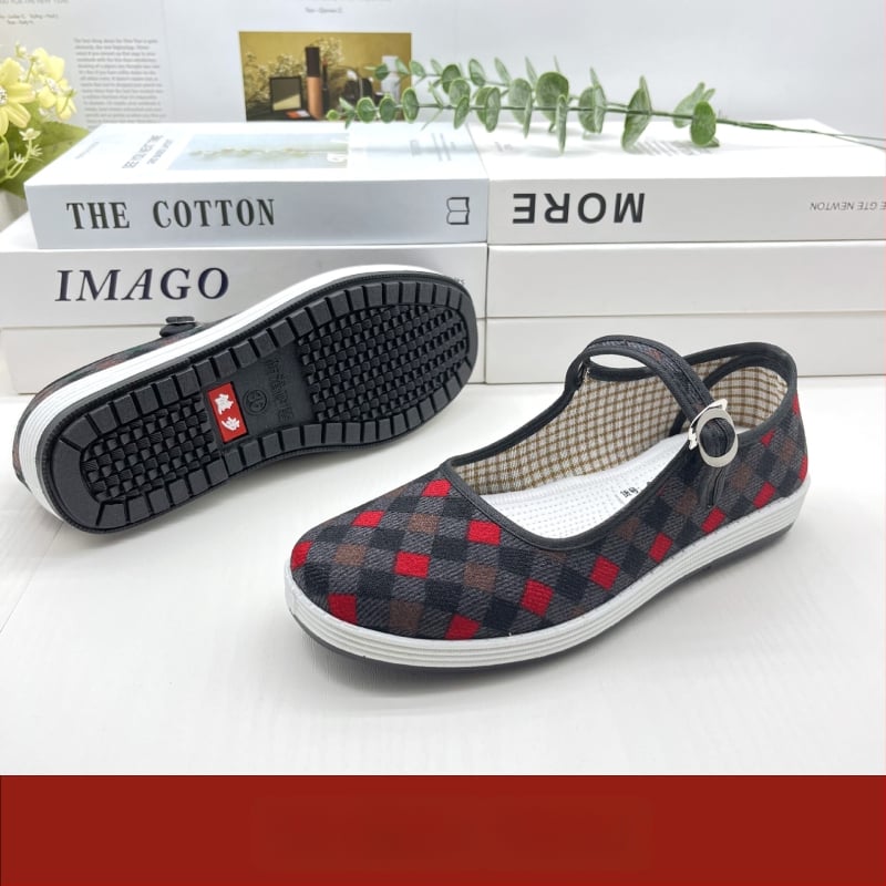 Γυναικείες παπούτσια από corduroy ύφασμα, άνοιξη-φθινόπωρο, χαμηλό πάνω, στρογγυλή μύτη, σόλα πολλαπλών στρώσεων, κλείσιμο με αγκράφα, casual/εργασιακά παπούτσια