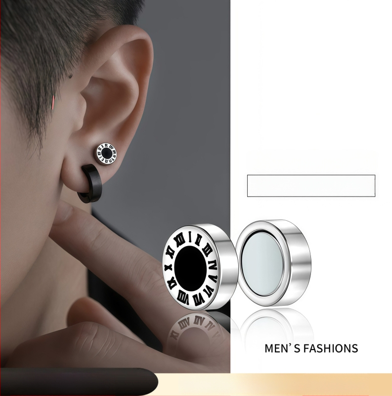 Cercei clip magnetici pentru bărbați, fără piercing, piesă unică, stil coreean, oțel titan