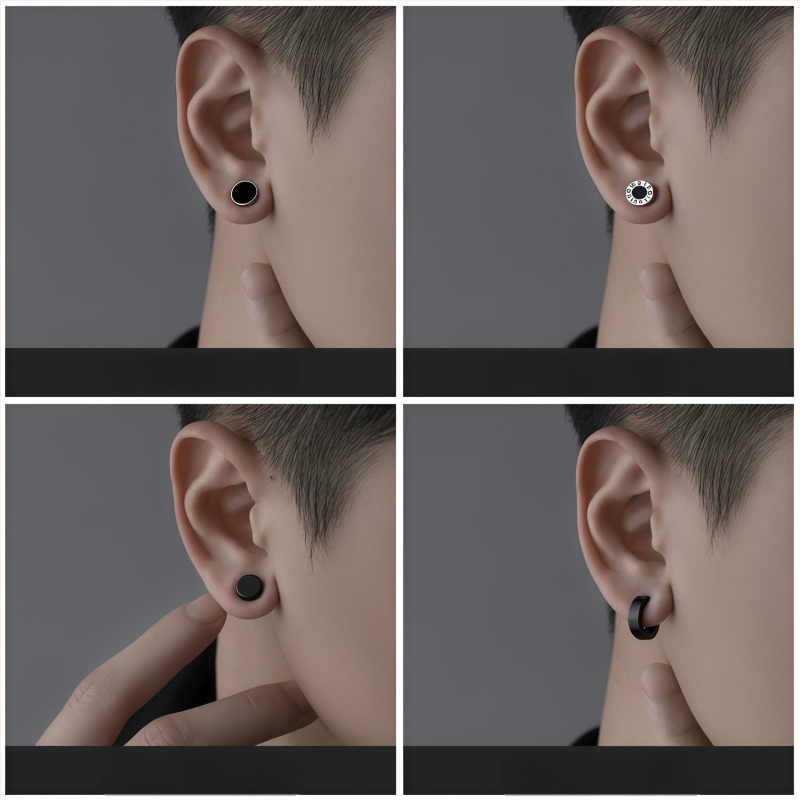 Cercei clip magnetici pentru bărbați, fără piercing, piesă unică, stil coreean, oțel titan